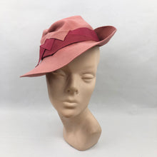 Load image into Gallery viewer, 1930s 1940s Pink Felt Fedora with Grosgrain Trim