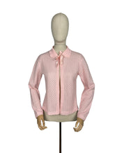 Load image into Gallery viewer, Original 1950's Pink Machine Knitted Bed Jacket with Satin Bow Tie - Sweet Cardigan - Bust 36