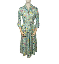 Load image into Gallery viewer, Fabulous Original 1940's 1950's Cotton Summer Dress with Pockets in Pretty Pastel Shades on Green - Bust 36 37 *