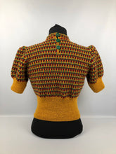 Load image into Gallery viewer, Reproduction 1930s Autumnal Stripe Knit in Red, Green and Mustard - Bust 35” 36” 37”