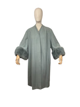 Load image into Gallery viewer, Absolutely Beautiful Original  Green 1950's Coat with Huge Faux Fur Cuffs - Bust 42 44 46