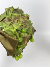 Load image into Gallery viewer, Original 1950's Green Grapes and Vine Leaves Half Hat with Bow Trim *