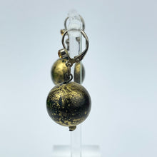 Load image into Gallery viewer, Vintage Black and Gold Glass Droplet Earrings for Pierced Ears