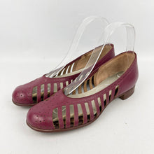 Load image into Gallery viewer, Original 1950’s Burgundy Leather Summer Sandals with Openwork Sides - UK 4 4.5 *