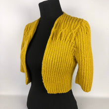 Load image into Gallery viewer, 1940s Style Hand Knitted Bolero in Mustard - B34 36