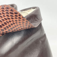 Load image into Gallery viewer, Original 1940's Chocolate Brown Glace Leather Real Fur Lined Lace Up Boots - UK 5.5 6