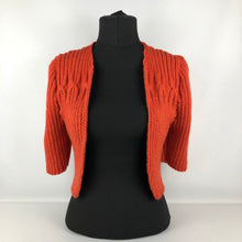 Load image into Gallery viewer, 1940s Reproduction Hand Knitted Bolero in Tomato - B34 35 36