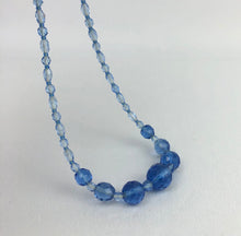 Load image into Gallery viewer, Original 1940s 1950s Blue Faceted Glass Graduated Bead Necklace