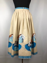 Load image into Gallery viewer, 1950s Novelty Print Puppy and Hat Border Print Skirt - Waist 23" 24" - Charming Piece