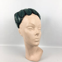 Load image into Gallery viewer, 1950s Blue Cotton Velvet Petal Half Hat with Wired Frame