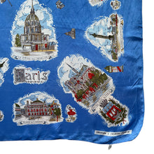 Load image into Gallery viewer, Vintage Paris Tourist Piece Scarf with Moulin Rouge, The Eiffel Tower and More - Great Turban or Headscarf