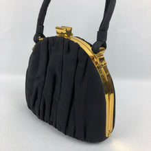 Load image into Gallery viewer, 1940s Black Grosgrain Bag with Gold Frame and Matching Purse - Made by Ingber