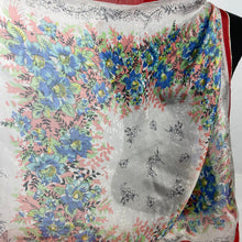 Load image into Gallery viewer, Original 1950's Fine Sheer Silk Scarf with Fabulous Floral Print and Red Border