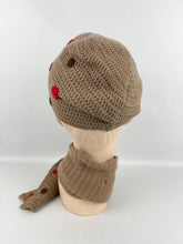 Load image into Gallery viewer, Original Knitted Cap and Scarf with Polka Dot Embroidery