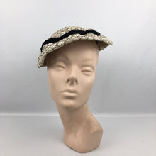 Load image into Gallery viewer, 1950s New Look Hat in Black and White with Bow Trim