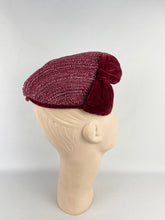 Load image into Gallery viewer, Original 1950's Burgundy Velvet and Straw Hat by Jacoll - Such a Classic Piece *