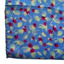 Load image into Gallery viewer, Original 1940's or 1950's Blue Silk Hankie with Pretty Poppy Print - Great Gift Idea