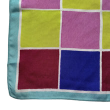 Load image into Gallery viewer, Original 1940's or 1950's Silk Crepe Hankie in Burgundy, Chartreuse, Pink and Blue on White - Neat Pocket Square - Great Gift Idea