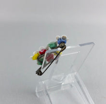 Load image into Gallery viewer, 1930s 1940s Tiny Glass Floral Brooch in Red, Green, Blue and Yellow
