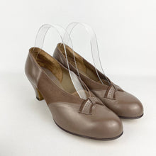 Load image into Gallery viewer, Original 1940's Deadstock Taupe Suede and Leather Shoes by Diana - UK 5.5