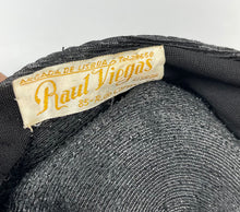 Load image into Gallery viewer, Original 1950's Shiny Black Straw Petal Hat with Grosgrain Bow Trim *