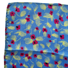 Load image into Gallery viewer, Original 1940's or 1950's Blue Silk Hankie with Pretty Poppy Print - Great Gift Idea