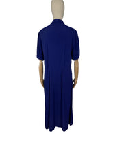 Load image into Gallery viewer, Original 1940's French Navy Crepe Day Dress with White Applique Trim - Bust 44