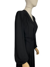 Load image into Gallery viewer, Original 1940's Black Crepe Balloon Sleeved Evening Gown - Bust 35 36