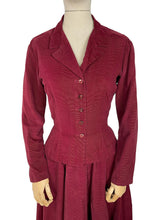 Load image into Gallery viewer, Original 1950's Horrockses Wine Coloured Needle Cord Suit - Bust 36 38