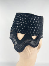 Load image into Gallery viewer, Original 1930s Black Fur Felt and Sequin Evening Hat