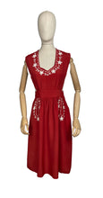 Load image into Gallery viewer, Original 1940's Bright Red Fine Grosgrain Pinafore Dress with White Soutache Detail - Bust 36