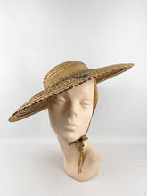 Load image into Gallery viewer, Original 1930s 1940s Painted Straw Hat with Grosgrain Trim - AS IS
