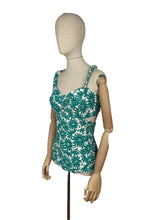 Load image into Gallery viewer, Original 1940's 1950's Martin White Green and White Floral Swimsuit - Vintage Swimwear - Bust 36 *