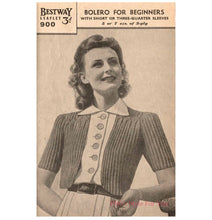 Load image into Gallery viewer, 1940s Style Hand Knitted Bolero in Purple - B 40 42 44 Volup