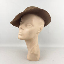 Load image into Gallery viewer, Original 1930's Mid Brown Felt Fedora with Blue and Burgundy Felt Trim *