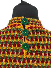 Load image into Gallery viewer, Reproduction 1930s Autumnal Stripe Knit in Red, Green and Mustard - Bust 35” 36” 37”