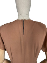 Load image into Gallery viewer, Original 1940’s Cafe Au Lait Crepe Dress with Bronze Beading - Perfect For Day or Evening Wear - Bust 36
