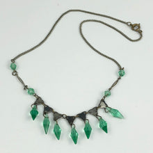 Load image into Gallery viewer, 1930s Art Deco Green Glass Necklace