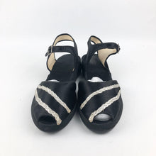 Load image into Gallery viewer, CC41 Black and Silver Satin Low Wedge Shoes - UK 6