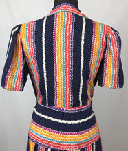 Load image into Gallery viewer, Amazing 1940s CC41 Striped Crepe Dress - B34