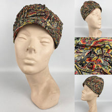 Load image into Gallery viewer, Fabulous Original 1920's Pleated Cloche in Vibrant Shades with Bow Trim *