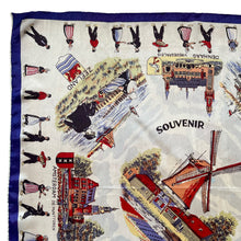 Load image into Gallery viewer, Vintage Artificial Silk Scarf with Tulips and Tourist Attractions - Holland Tourist Piece - Great Turban or Headscarf