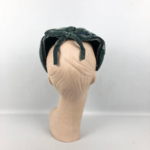 Load image into Gallery viewer, 1950s Blue Cotton Velvet Petal Half Hat with Wired Frame