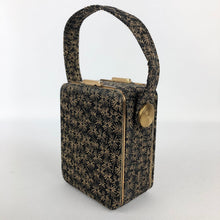 Load image into Gallery viewer, Original 1940s or 1950s Black and Gold Box Bag with Cigarette Case by Lin Bren
