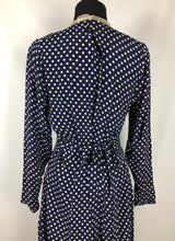 Load image into Gallery viewer, 1940s CC41 Classic Navy and White Polka Dot Dress - Bust 34" 36"