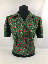 Load image into Gallery viewer, 1940s Reproduction Christmas Blouse in Riley Blake Cotton - Bust 38" 40"