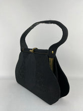 Load image into Gallery viewer, Original 1940s 1950s Black Corde Bag with Gold Tone Clasp