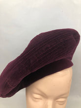 Load image into Gallery viewer, 1940s Burgundy Velvet Hat with Large Bow Trim