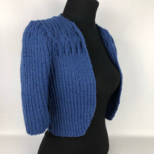 Load image into Gallery viewer, 1940s Style Hand Knitted Bolero in Blue - B34 36