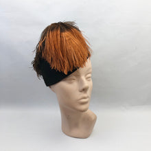 Load image into Gallery viewer, 1940s Felt Hat with Large Feather Trim and Brown Bow
